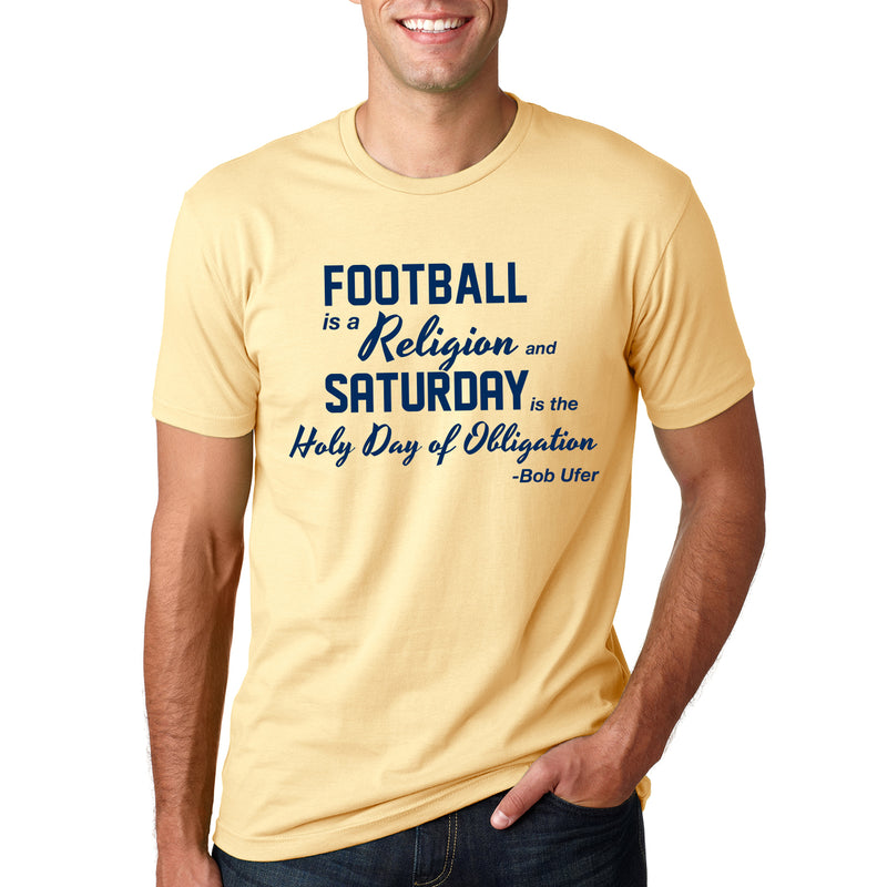 Football is a Religion University of Michigan Next Level Premium Short Sleeve T Shirt - Banana Cream