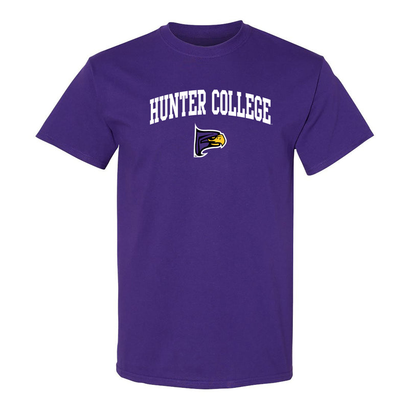 Hunter College Hawks Arch Logo T Shirt - Purple