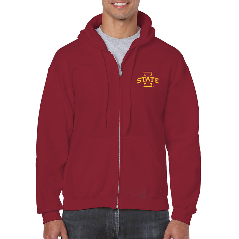 Iowa State University Cyclones Primary Logo Left Chest Zip Hoodie - Cardinal