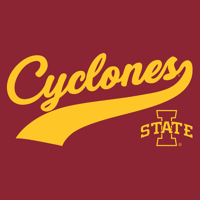 Iowa State University Cyclones Baseball Jersey Script Short Sleeve T-Shirt - Cardinal
