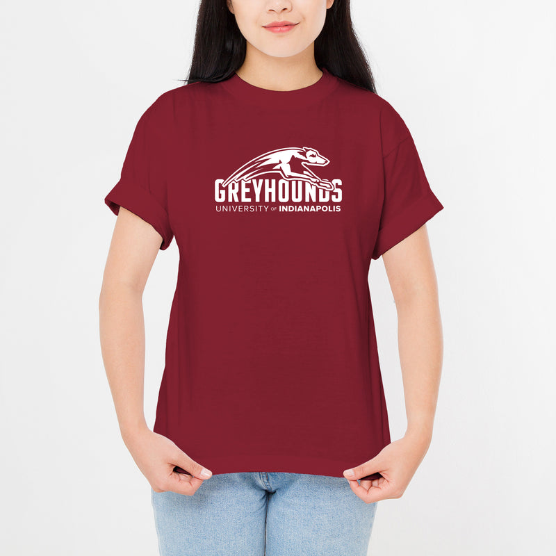 University of Indianapolis Greyhounds Primary Logo Cotton T-Shirt - Cardinal