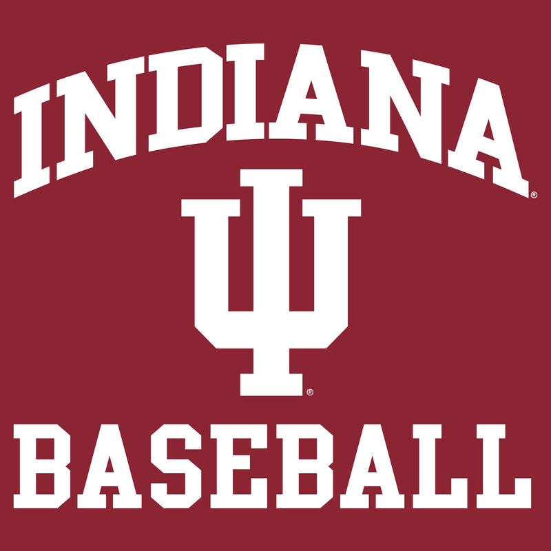Indiana University Hoosiers Arch Logo Baseball Long Sleeve T Shirt - Cardinal