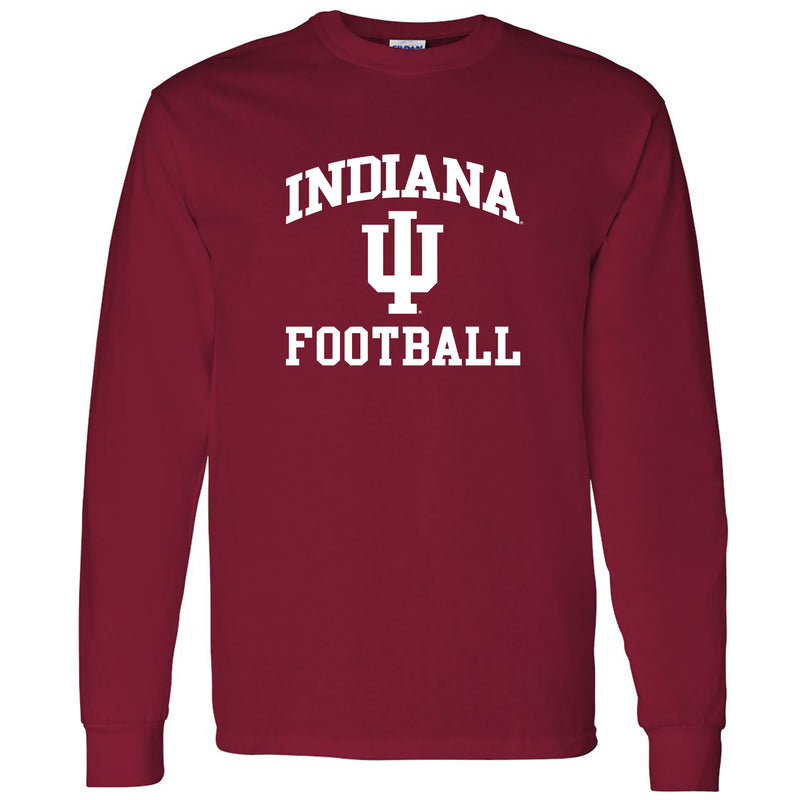 Indiana University Hoosiers Arch Logo Football Long Sleeve T Shirt - Cardinal