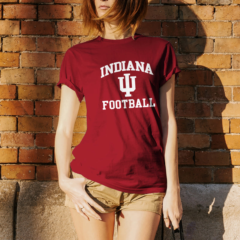 Indiana University Hoosiers Arch Logo Football Short Sleeve T-Shirt - Cardinal
