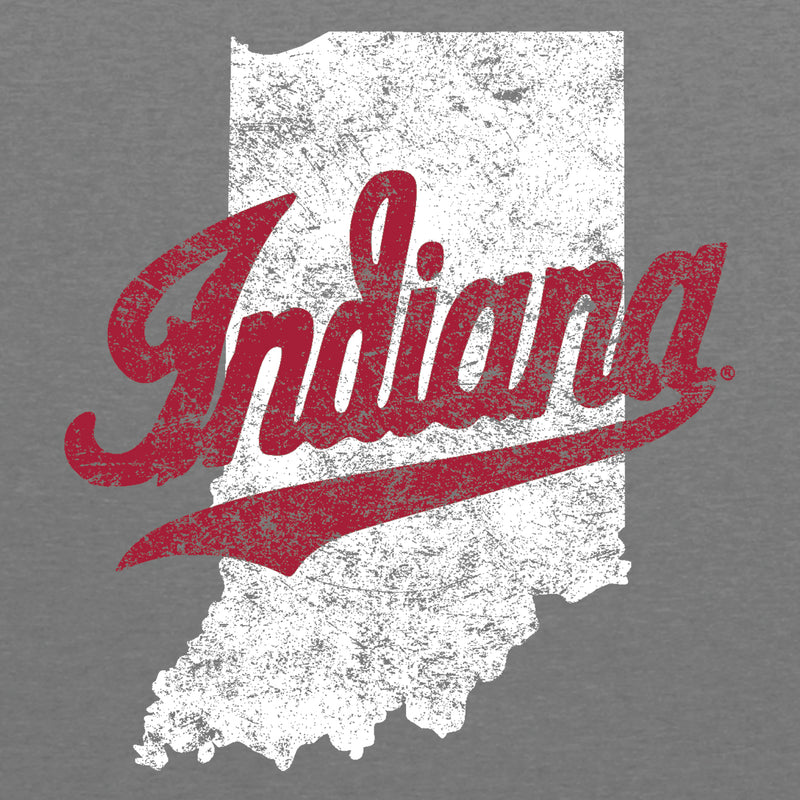 Indiana University Hoosiers Indiana Silhouette Script Logo Next Level Short Sleeve T- Shirt - Premium Heather