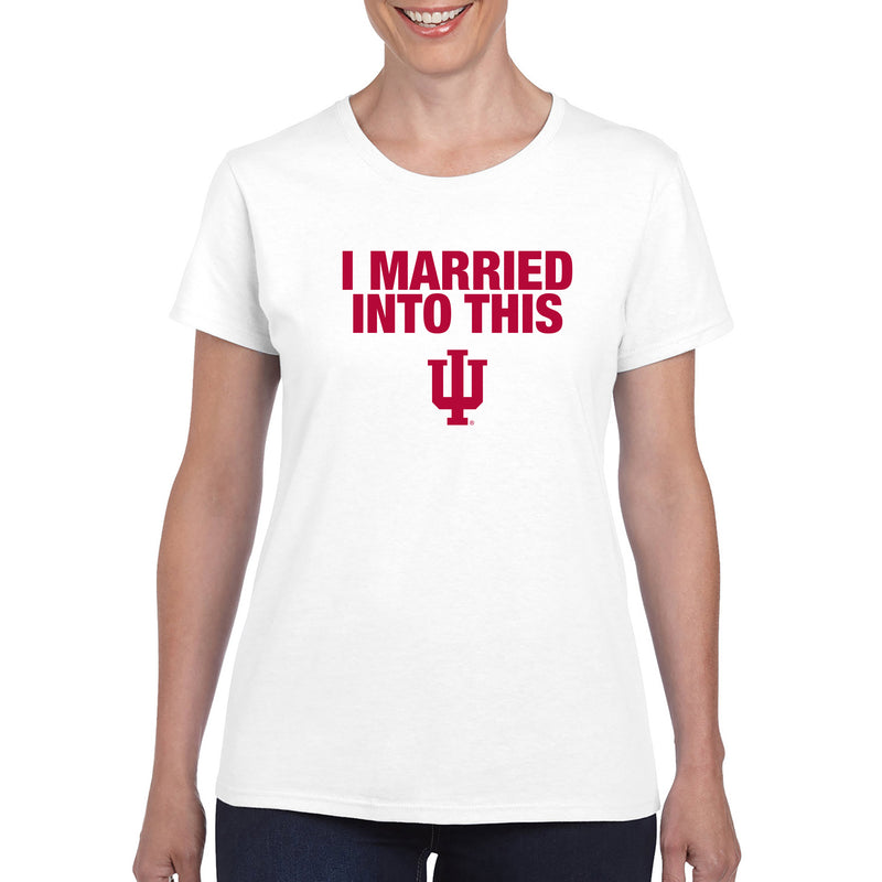 Indiana University Hoosiers I Married Into This Womens Short Sleeve T-Shirt - White