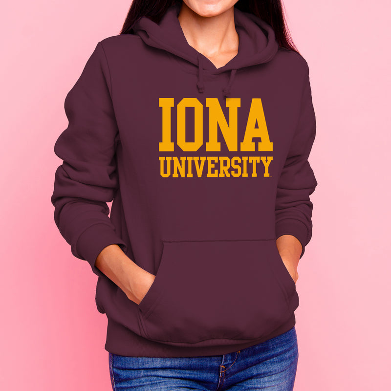 Iona University Gaels Basic Block Heavy Blend Hoodie - Maroon