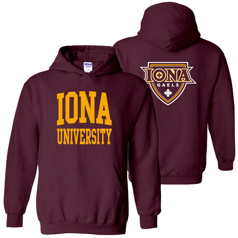 Iona University Gaels Front and Back Print Heavy Blend Hoodie - Maroon