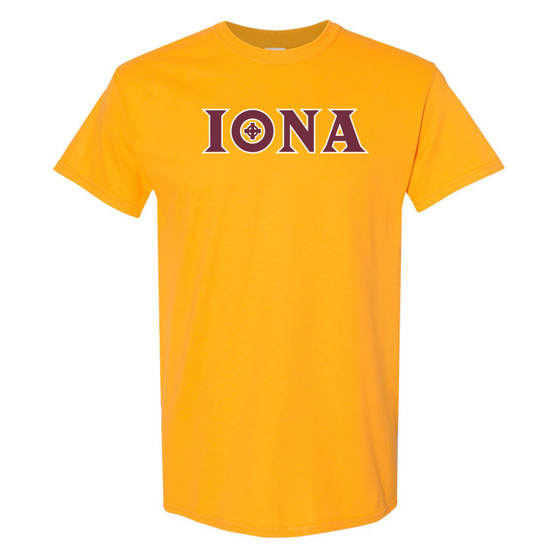 Iona University Gaels Secondary Logo Basic Cotton Short Sleeve T Shirt - Gold