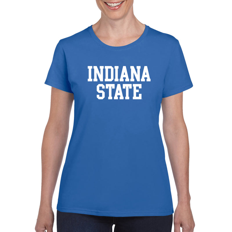 Indiana State University Sycamores Basic Block Womens T Shirt - Royal