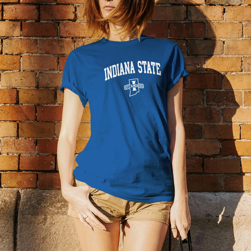 Indiana State University Sycamores Arch Logo Short Sleeve T Shirt - Royal