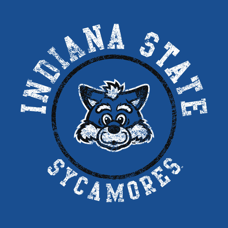 Indiana State University Sycamores Distressed Circle Logo Short Sleeve T Shirt - Royal