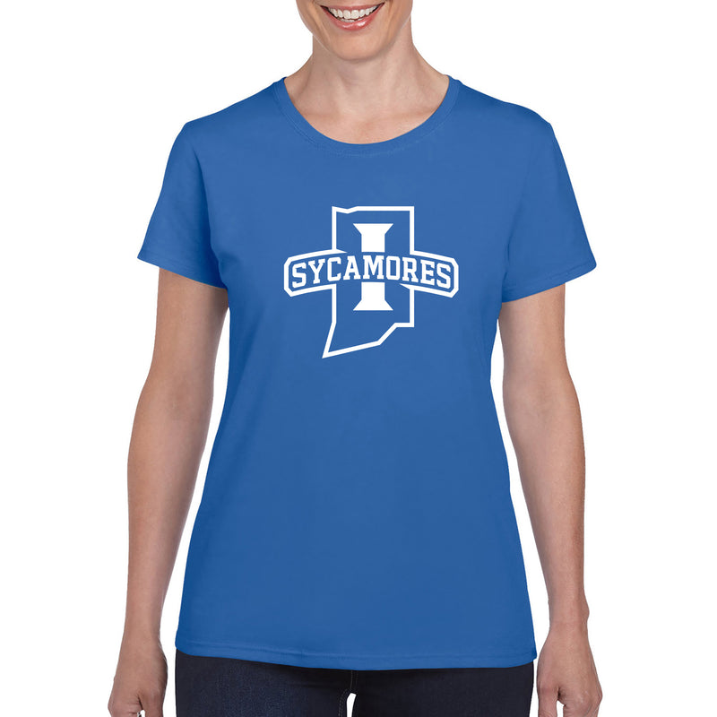 Indiana State University Sycamores Primary Logo Womens T Shirt - Royal