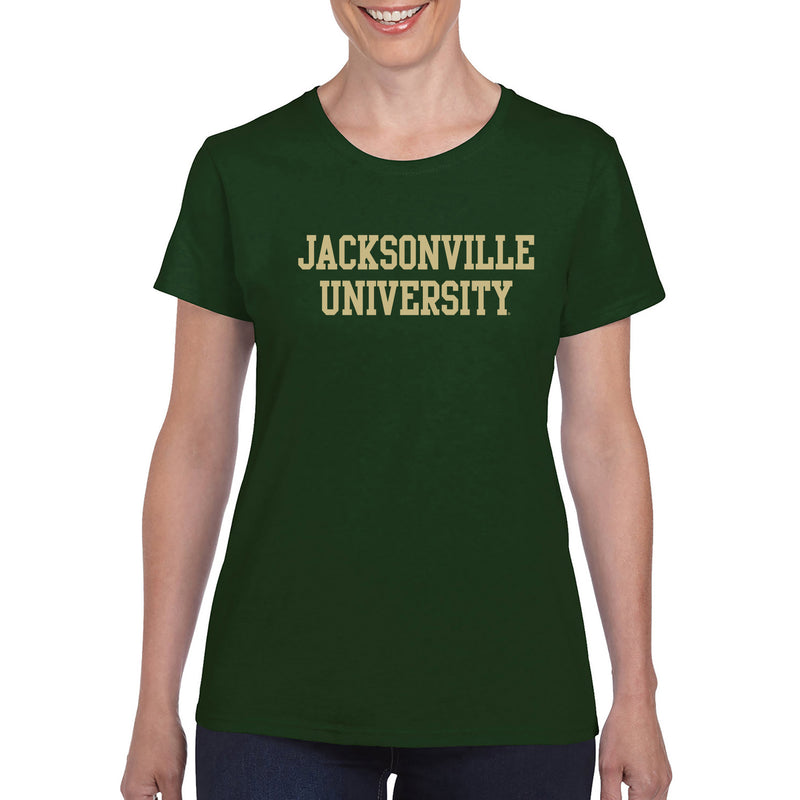 Jacksonville University Dolphins Basic Block Cotton Womens T-Shirt - Forest