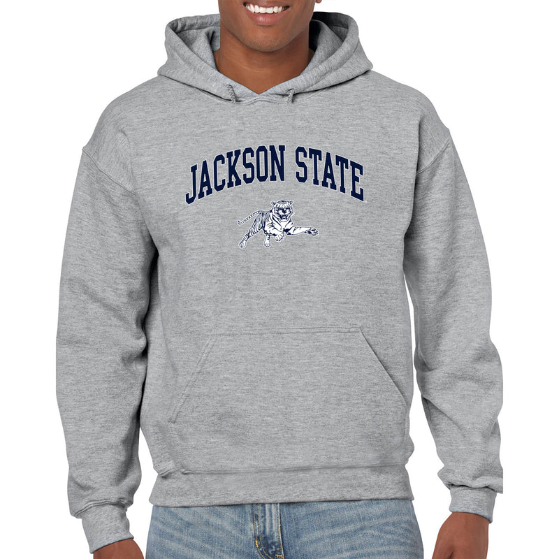 Jackson State Tigers Arch Logo Hoodie - Sport Grey