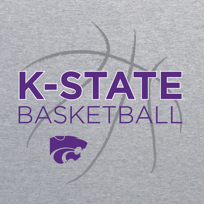Kansas State Wildcats Basketball Sketch T Shirt - Sport Grey