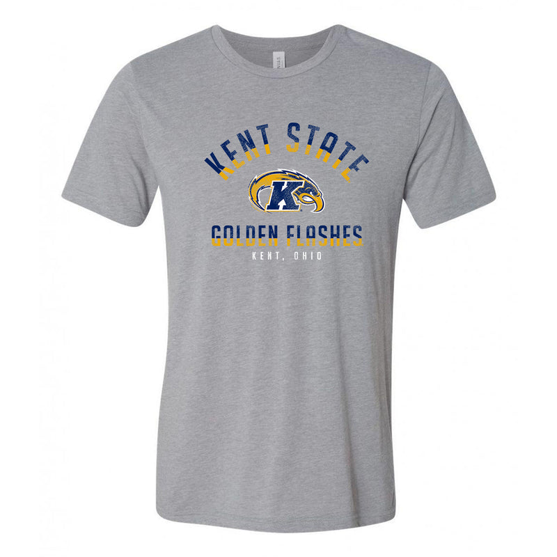 Kent State University Golden Flashes Division Arch Canvas Triblend Short Sleeve T Shirt - Athletic Grey