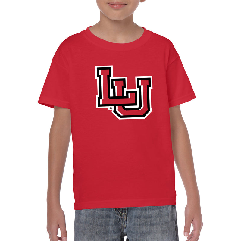 Lamar University Cardinals Primary Logo Short Sleeve Youth T Shirt - Red