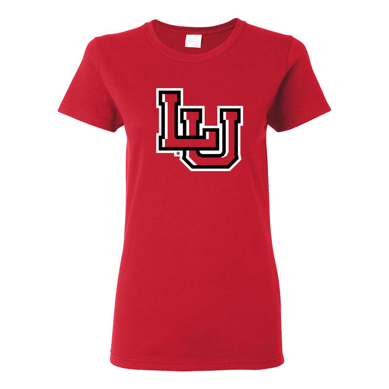 Lamar University Cardinals Primary Logo Short Sleeve Womens T Shirt - Red