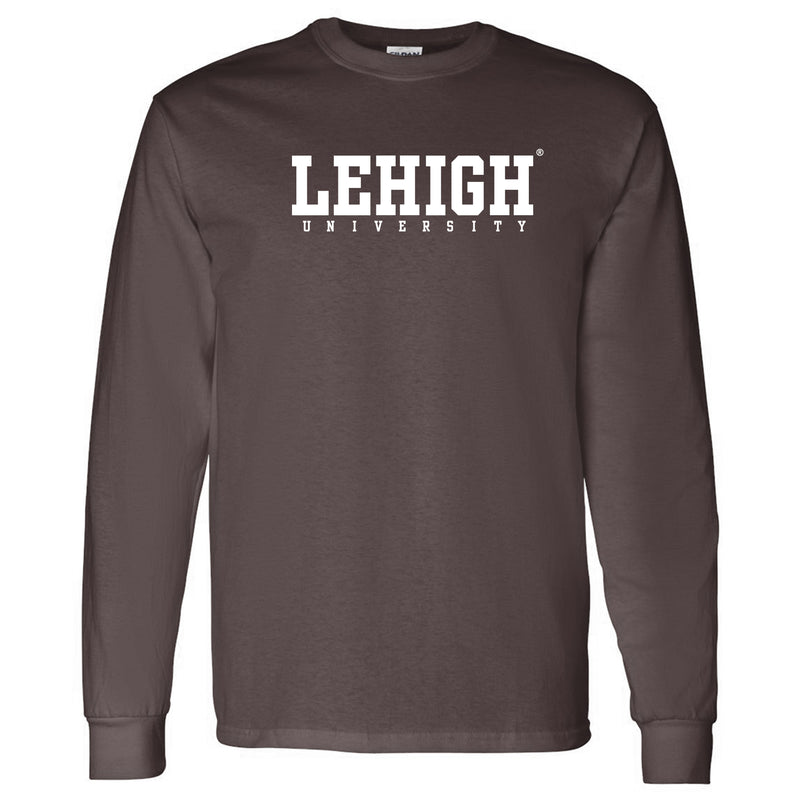 Lehigh University Mountain Hawks Basic Block Long Sleeve T-Shirt - Dark Chocolate