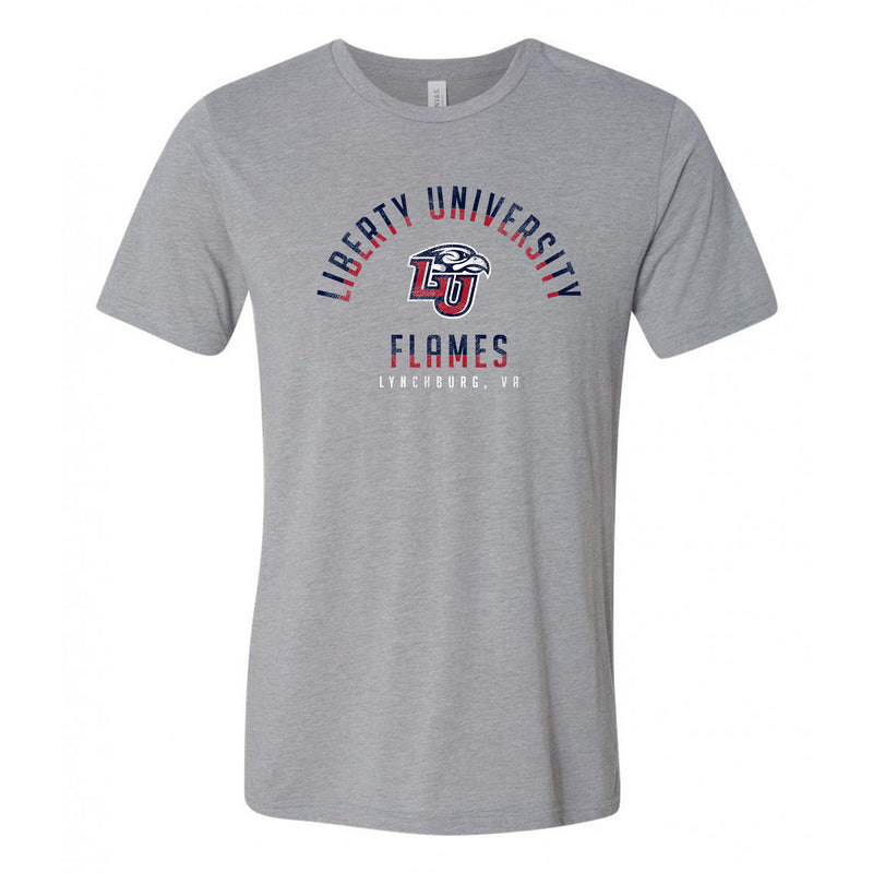 Liberty University Flames Division Arch Canvas Triblend Short Sleeve T Shirt - Athletic Grey
