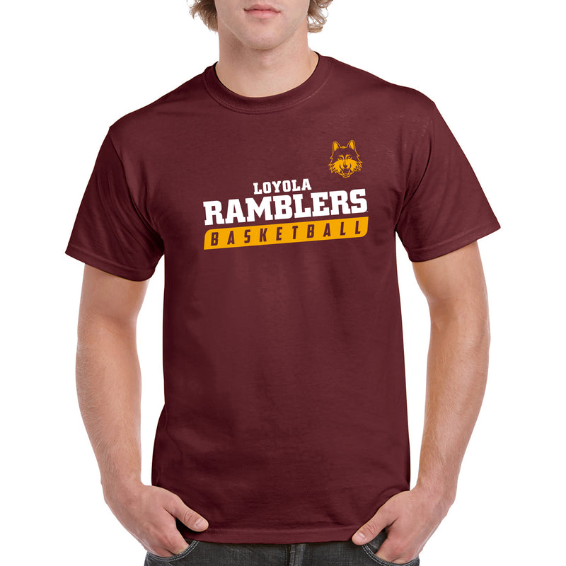 Loyola University Chicago Ramblers Basketball Slant T Shirt - Maroon