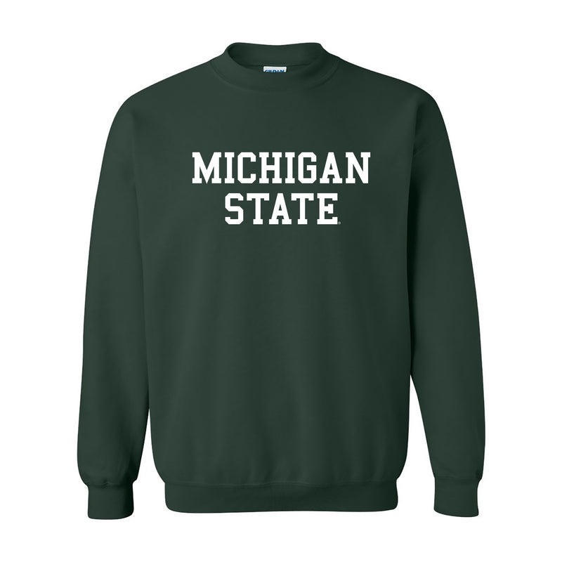 Michigan State University Spartans Basic Block Crewneck Sweatshirt - Forest