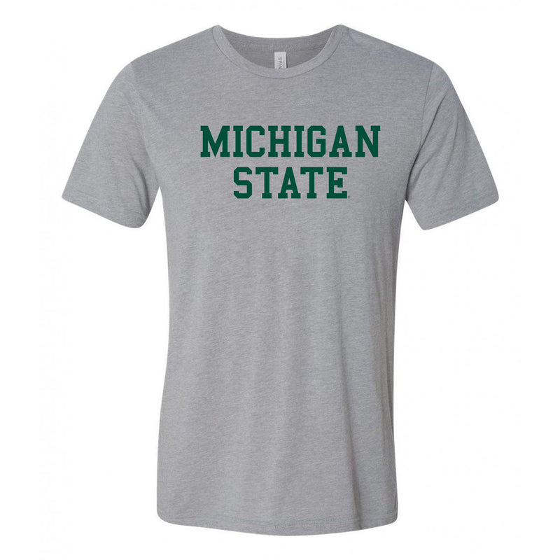 Michigan State University Spartans Basic Block Canvas Triblend T Shirt - Athletic Grey Triblend