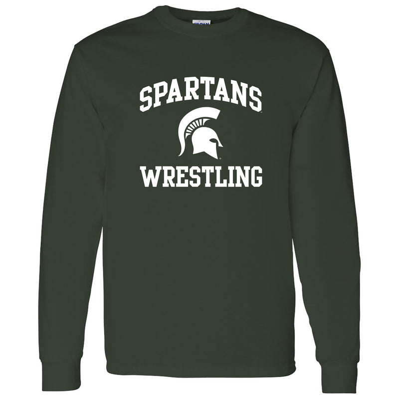 Michigan State University Spartans Arch Logo Wrestling Long Sleeve T Shirt - Forest