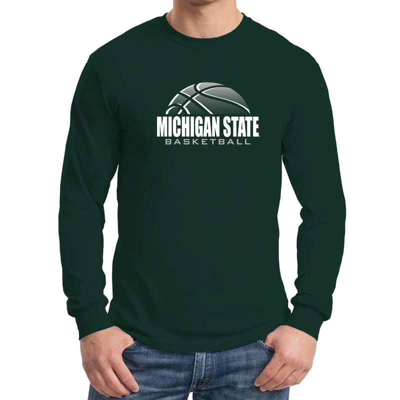 Michigan State University Spartans Basketball Shadow Long Sleeve T Shirt - Forest