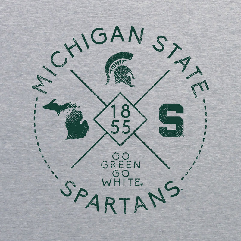Michigan State University Spartans Identity Stamp Heavy Blend Crewneck - Sport Grey