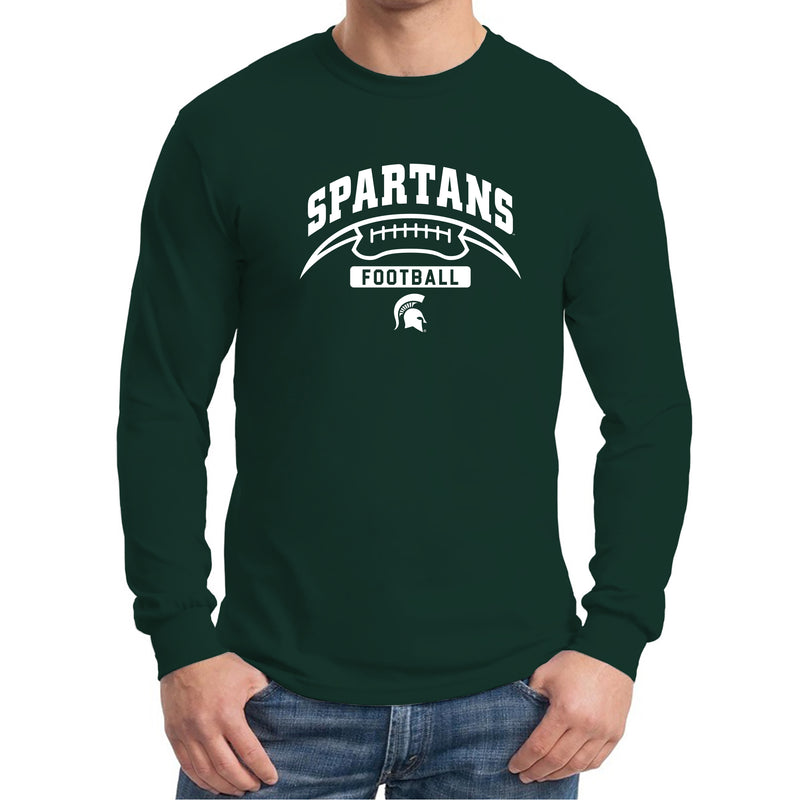 Michigan State University Spartans Football Crescent Long Sleeve T Shirt - Forest