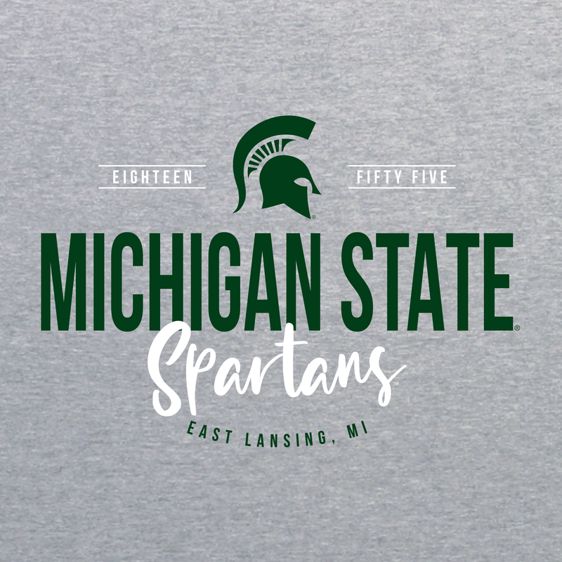 Michigan State University Spartans Harbor Script Canvas Short Sleeve Triblend T-Shirt - Athletic Grey