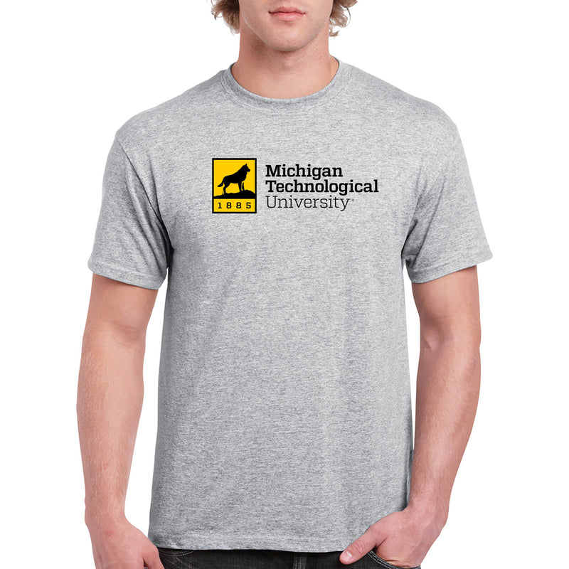 Michigan Technological University Huskies Institutional Logo Cotton T-Shirt - Sport Grey