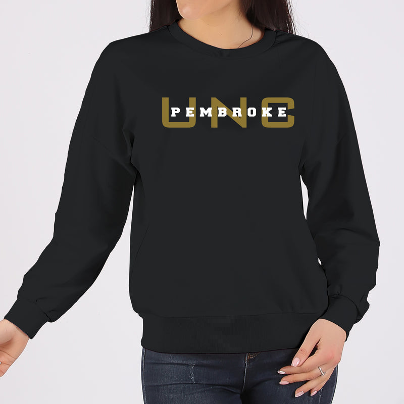 UNC Pembroke Braves Basic Block Crewneck Sweatshirt - Black