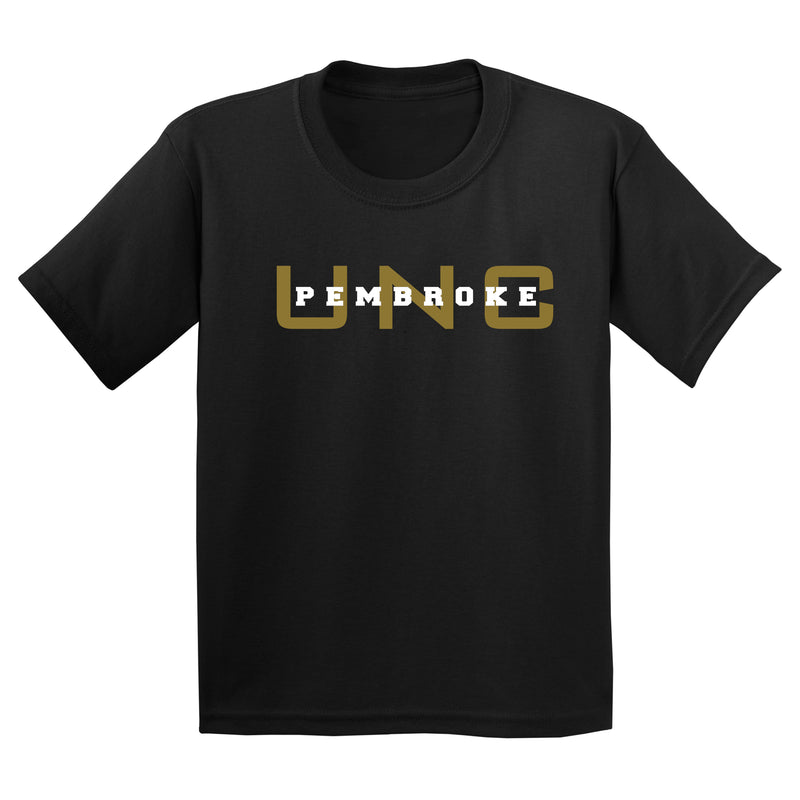 UNC Pembroke Braves Basic Block Youth T Shirt - Black