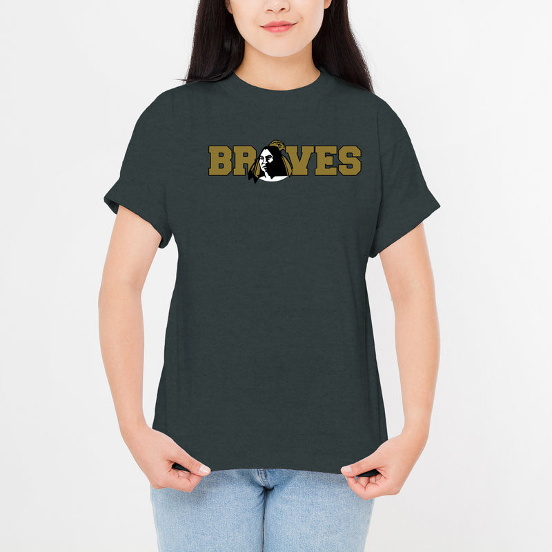 UNC Pembroke Braves Wordmark T Shirt - Dark Heather