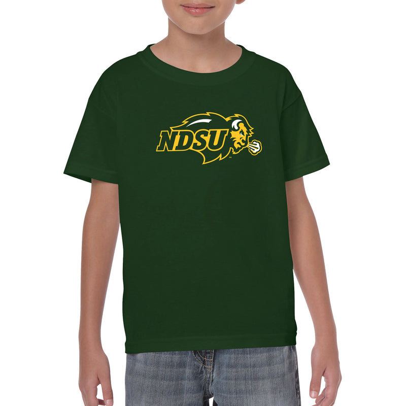 North Dakota State University Bison Primary Logo Short Sleeve Youth T Shirt - Forest