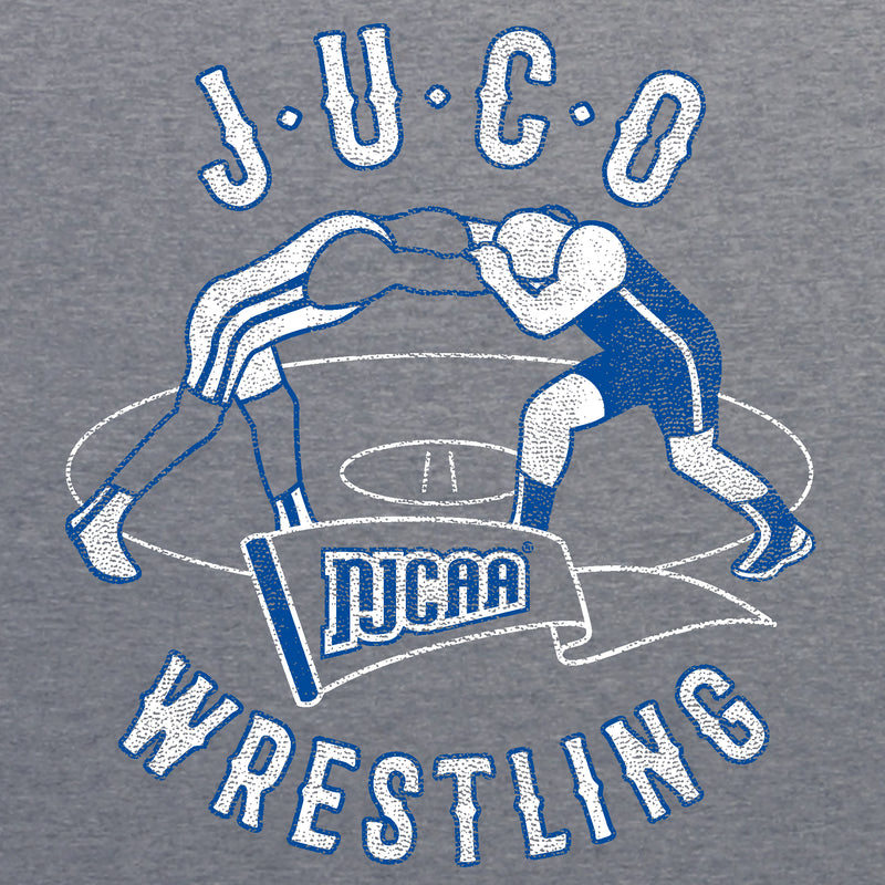 NJCAA JUCO Wrestling Emblem - Junior College Athletics Triblend T Shirt - Premium Heather
