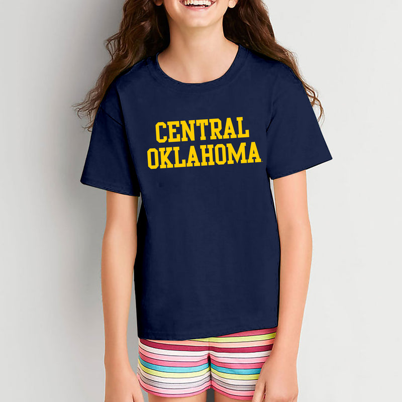 Central Oklahoma University Bronchos Basic Block Youth Short Sleeve T Shirt - Navy