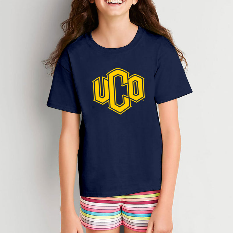Central Oklahoma University Bronchos Primary Logo Youth Short Sleeve T Shirt - Navy