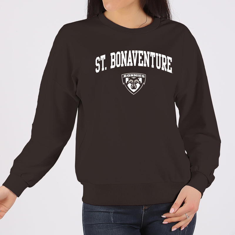 St. Bonaventure Bonnies Arch Logo Crewneck Sweatshirt - Dark Chocolate