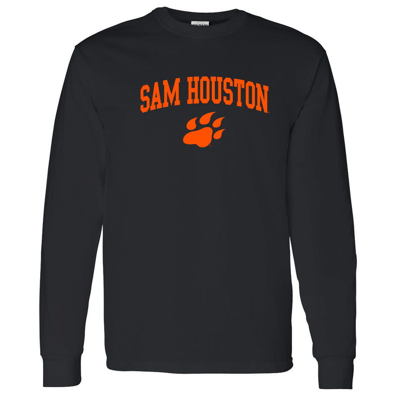 Sam Houston State University Bearkats Arch Logo Long Sleeve T Shirt - Black