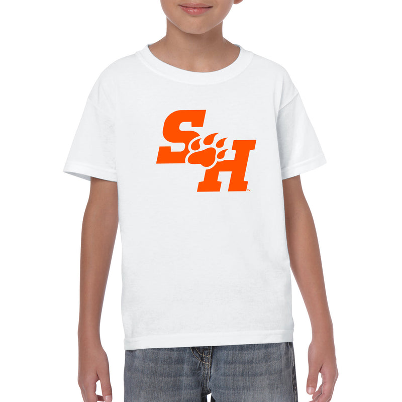 Sam Houston State University Bearkats Primary Logo Short Sleeve Youth T Shirt - White