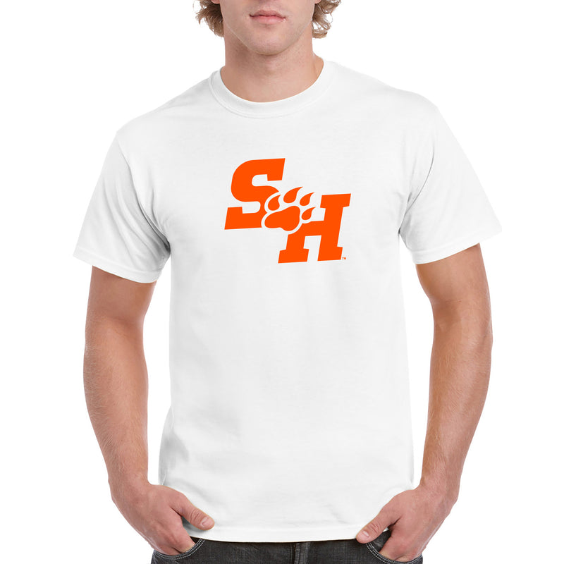 Sam Houston State University Bearkats Primary Logo Short Sleeve T Shirt - White