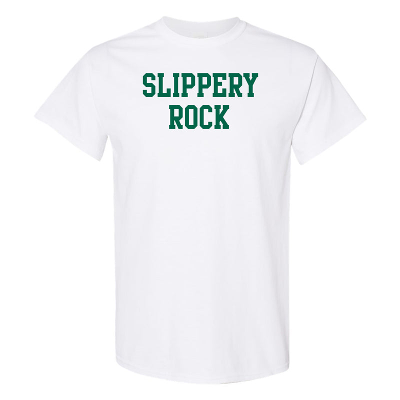 Slippery Rock University The Rock Basic Block Short Sleeve T Shirt - White