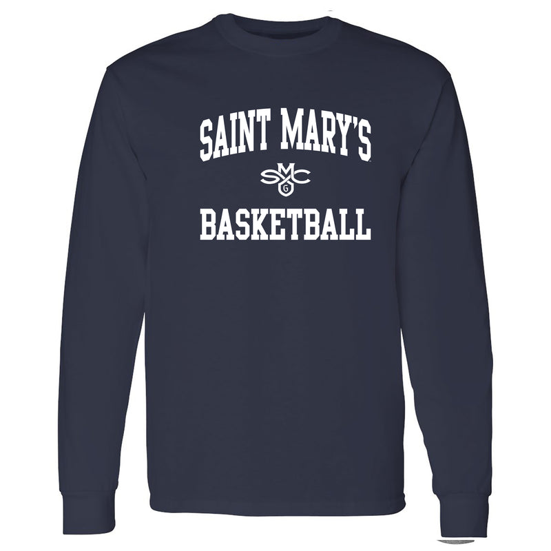 Saint Mary's College Gaels Arch Logo Basketball Long Sleeve T Shirt - Navy