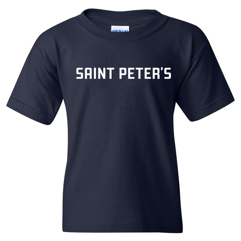Saint Peter's University Peacocks Basic Block Short Sleeve Youth T Shirt - Navy