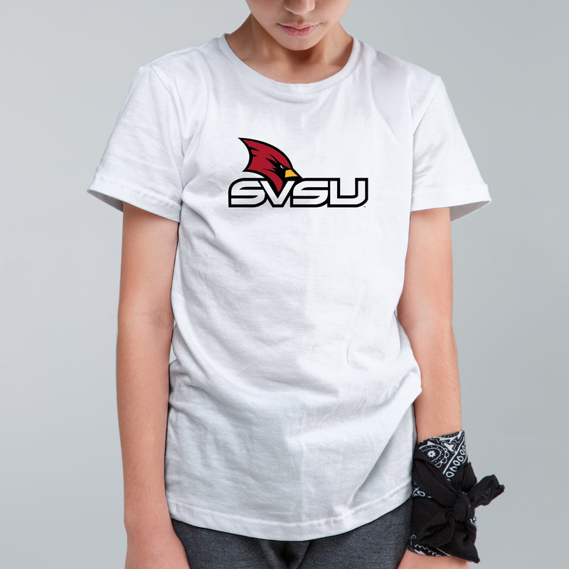 Saginaw Valley State SVSU Cardinals Primary Logo Youth T Shirt - White