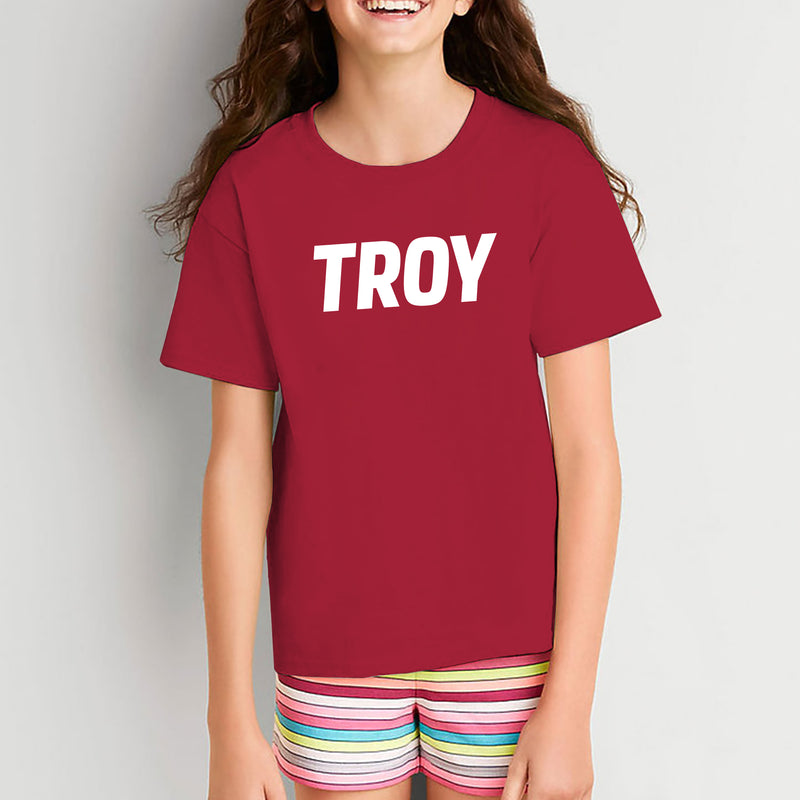 Troy University Trojans Basic Block Cotton Youth T-Shirt - Cardinal
